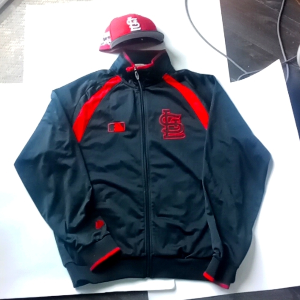 St. Louis Cardinals Hat + Jacket Combo! Red/Black XL Jacket, 7 ⅝ Hat!